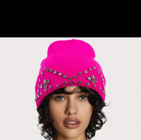 Pink Rhinestone Beanie - Picture 1 of 3